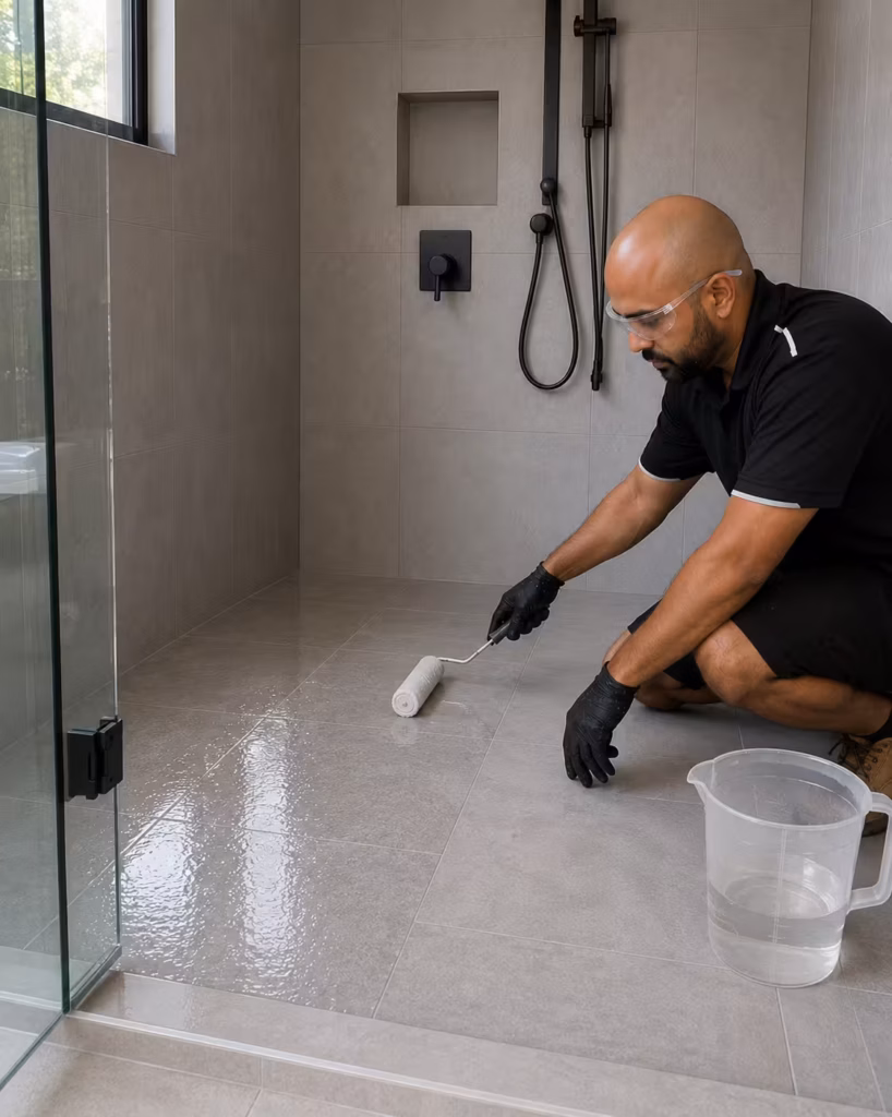 Surface Seal applicator applying epoxy coating on site